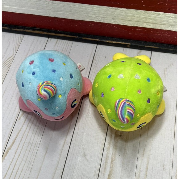 Lot of 2 Tasty Peach Studios Pastel Lollipop NOMWHAL 9” Narwhal Whale Plush 2021 - Picture 2 of 16